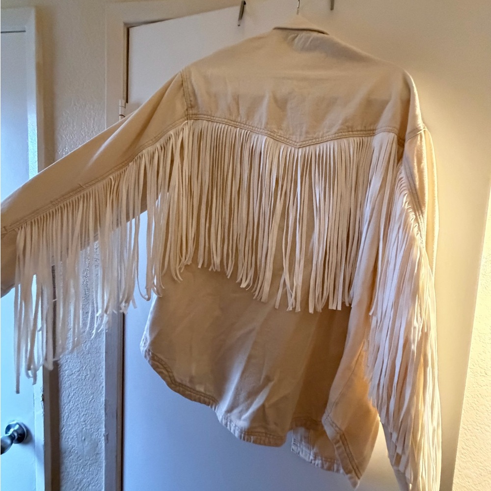 Fringed Cream Women's Jacket - Western Style